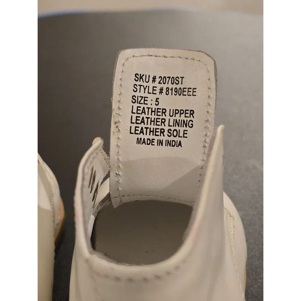 Vintage White Leather Baby Toddler Oxford Shoes Size 5 EEE Wide Leather Sole...